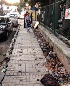 Blind people negotiating Koramangala pavements