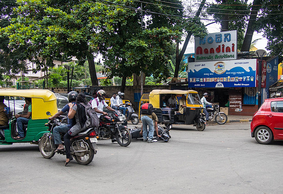 Crossing the road in India
